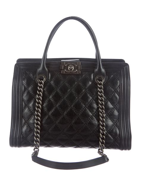 chanel boy handbag black|chanel boy shopping tote.